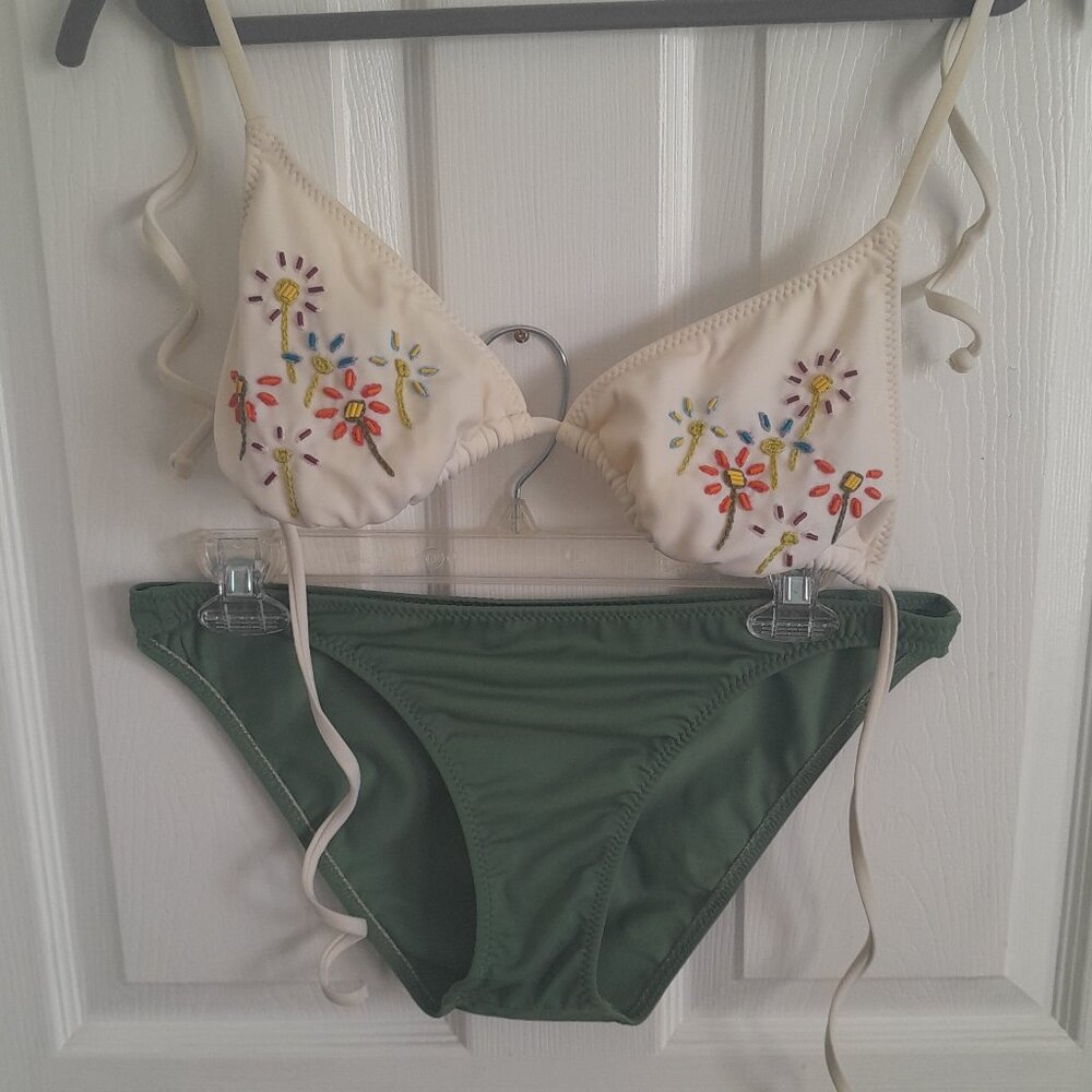 Point Conception Bikini with Floral Beading